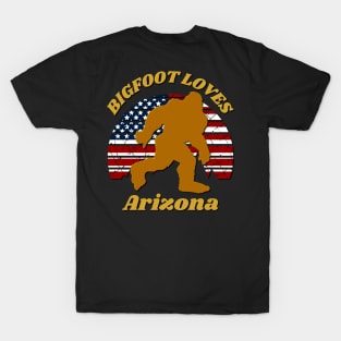 Bigfoot loves America and Arizona Too T-Shirt